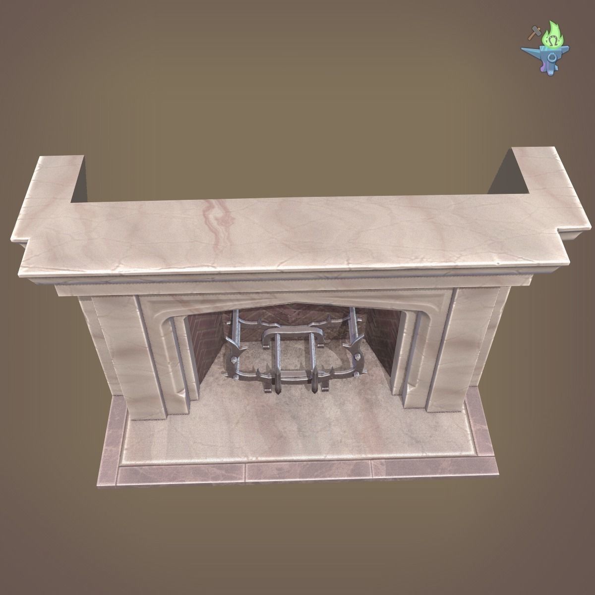 Neo Gothic Fireplace Low-poly 3D model_13
