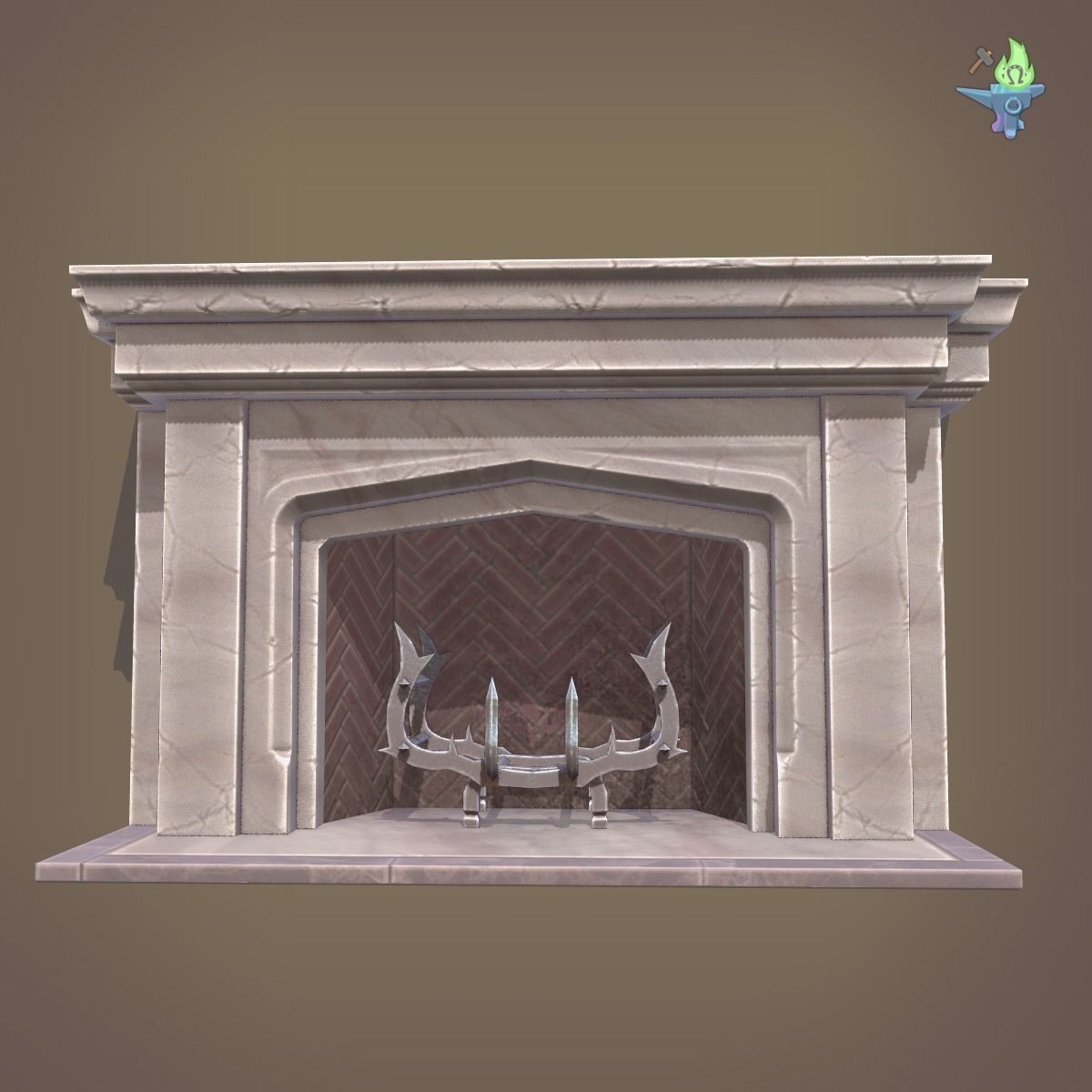 Neo Gothic Fireplace Low-poly 3D model_14