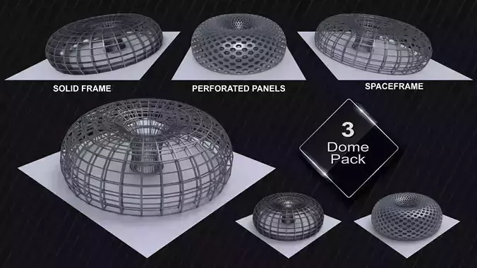 Circular Domes variety pack Low-poly 3D model