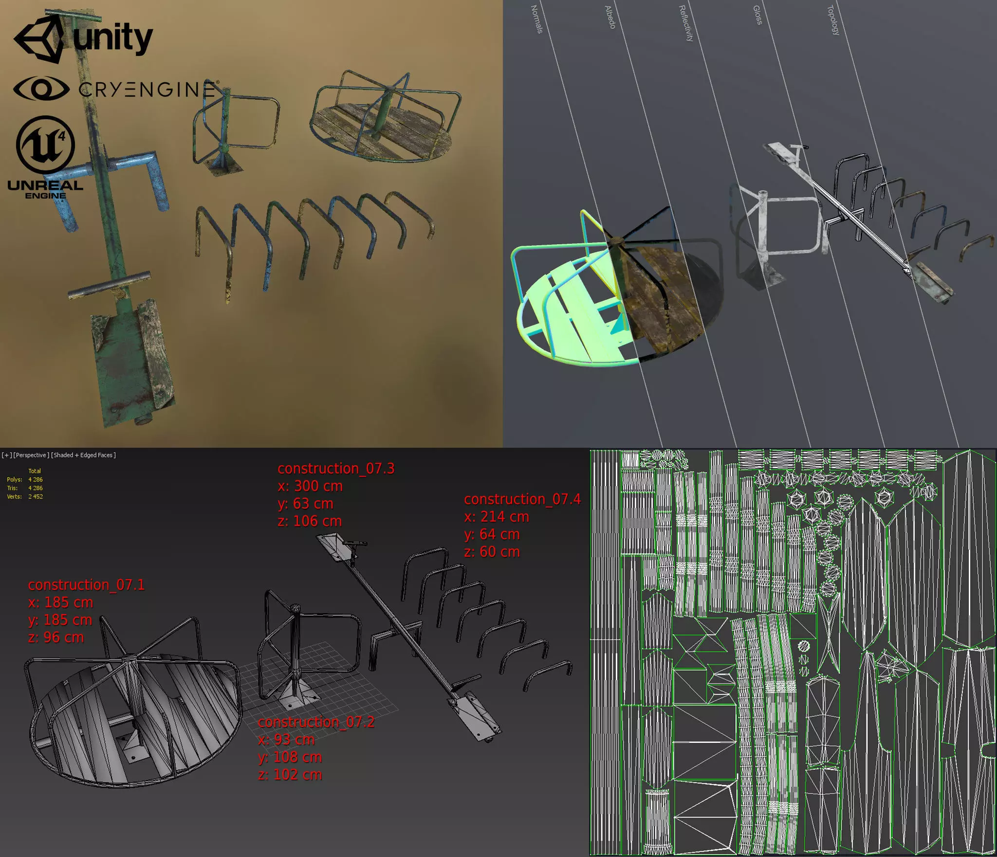 Children playground Low-poly 3D model_0