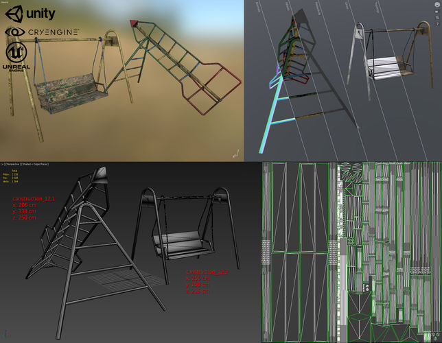 Children playground Low-poly 3D model
