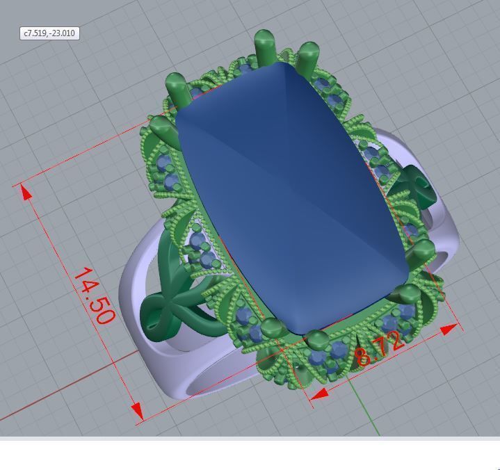 Ring with a large stone stl cad cam 3D print model_2