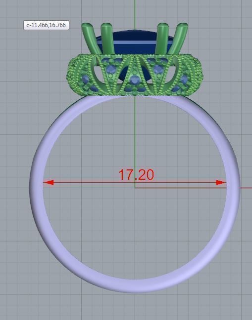 Ring with a large stone stl cad cam 3D print model_1