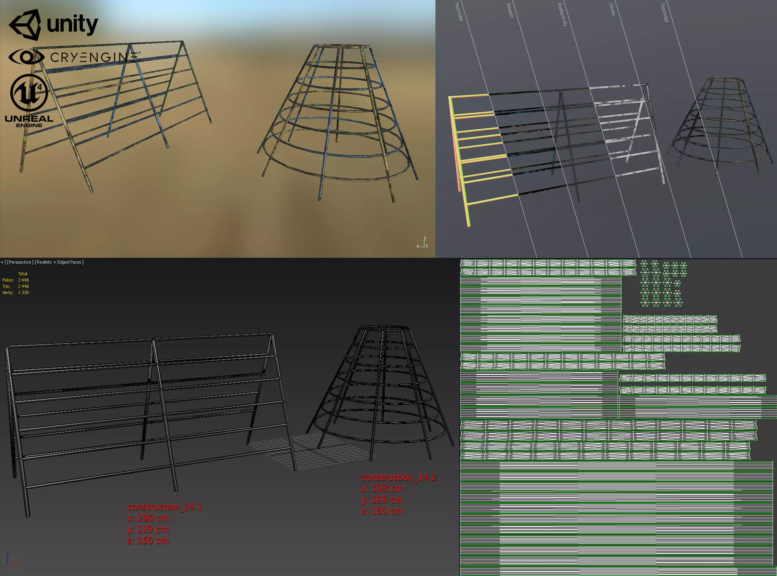 Children playground Low-poly 3D model_0