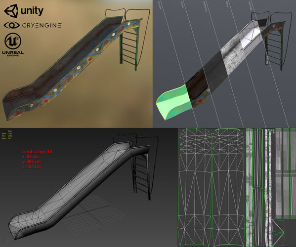 Children playground Low-poly 3D model