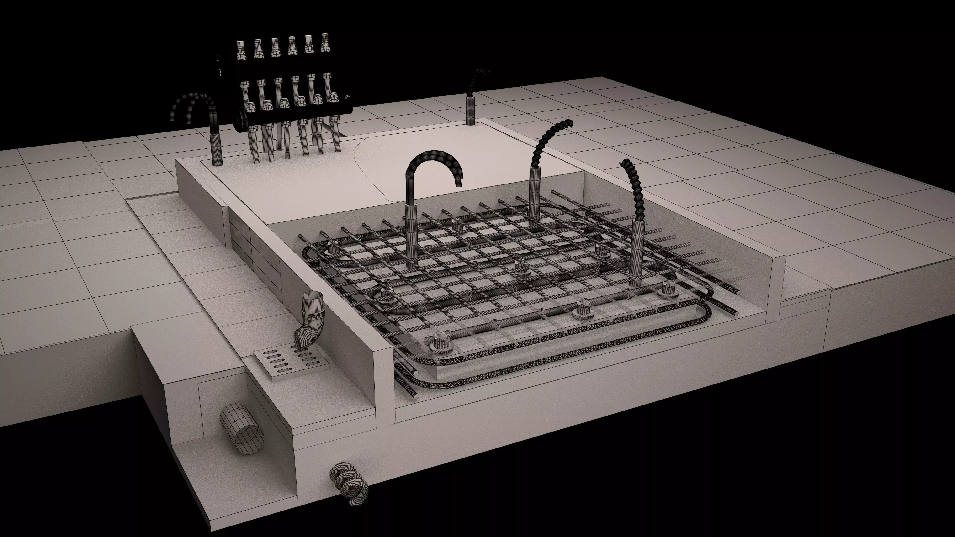 Floor heating system 3D print model_0
