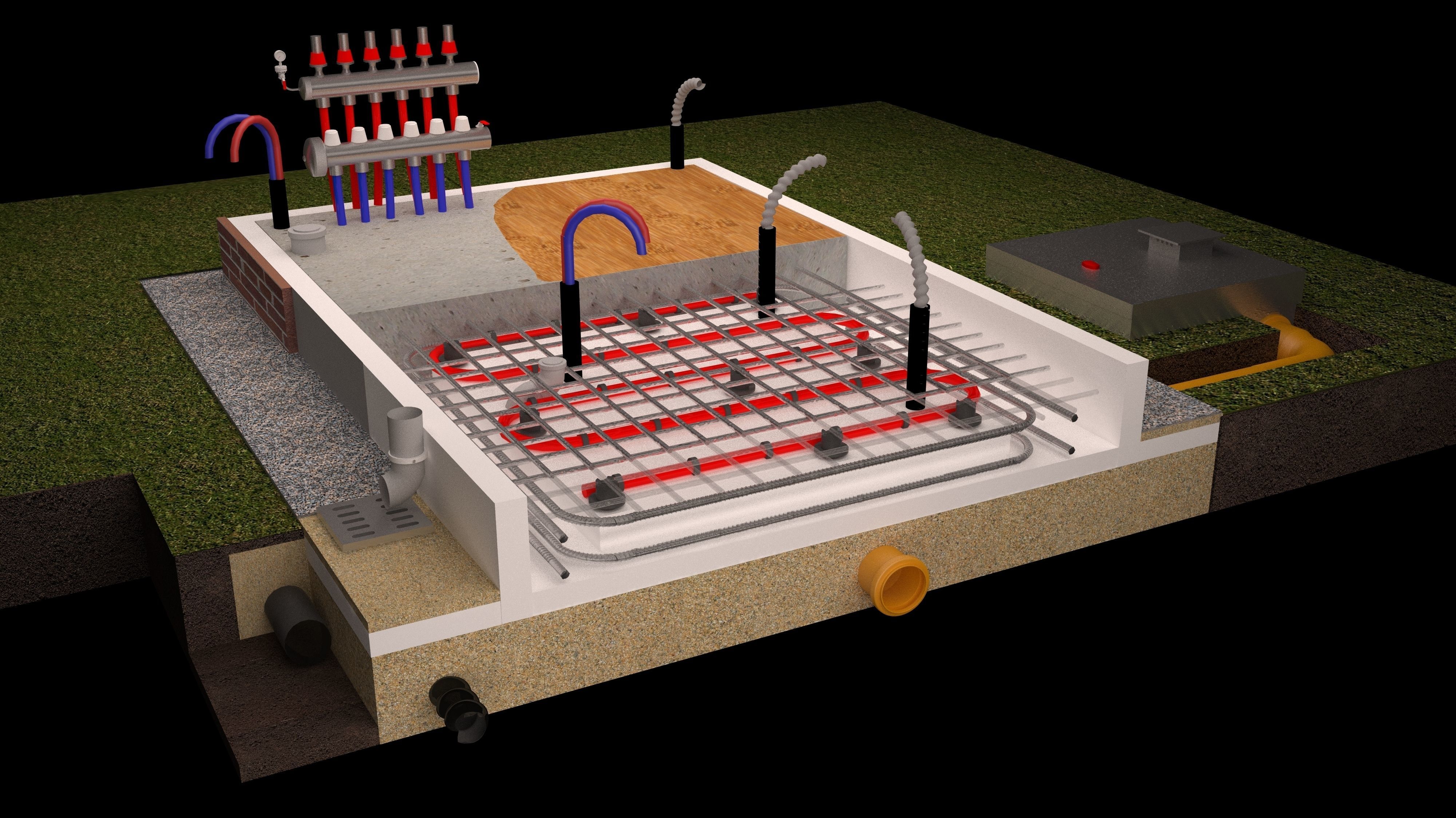 Floor heating system 3D print model_1