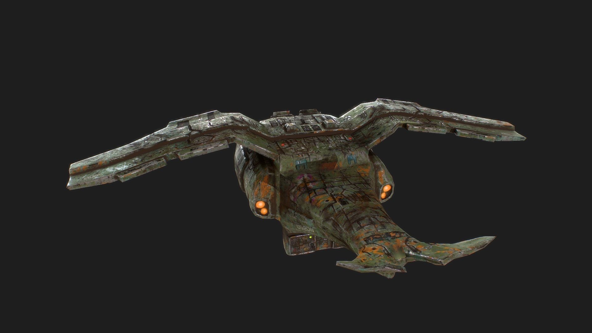 3d low poly sci fi spaceship Low-poly 3D model_5