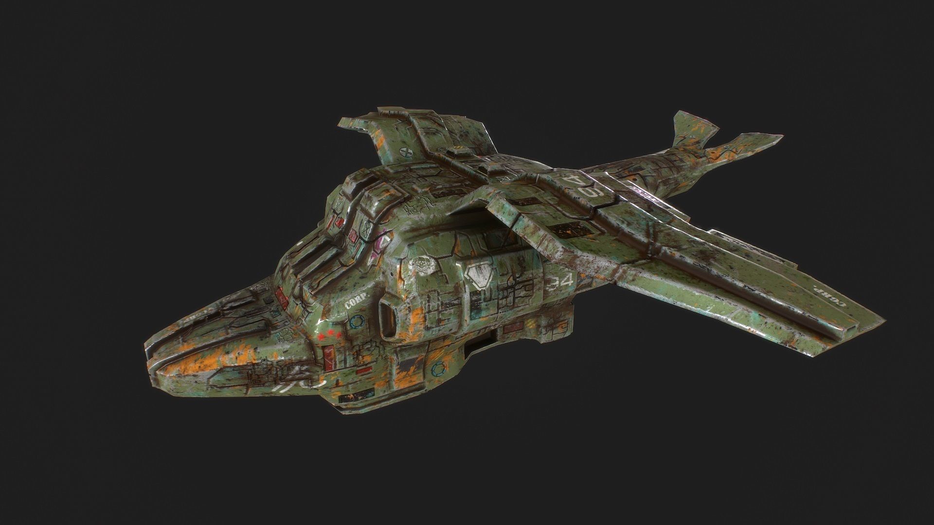 3d low poly sci fi spaceship Low-poly 3D model_0