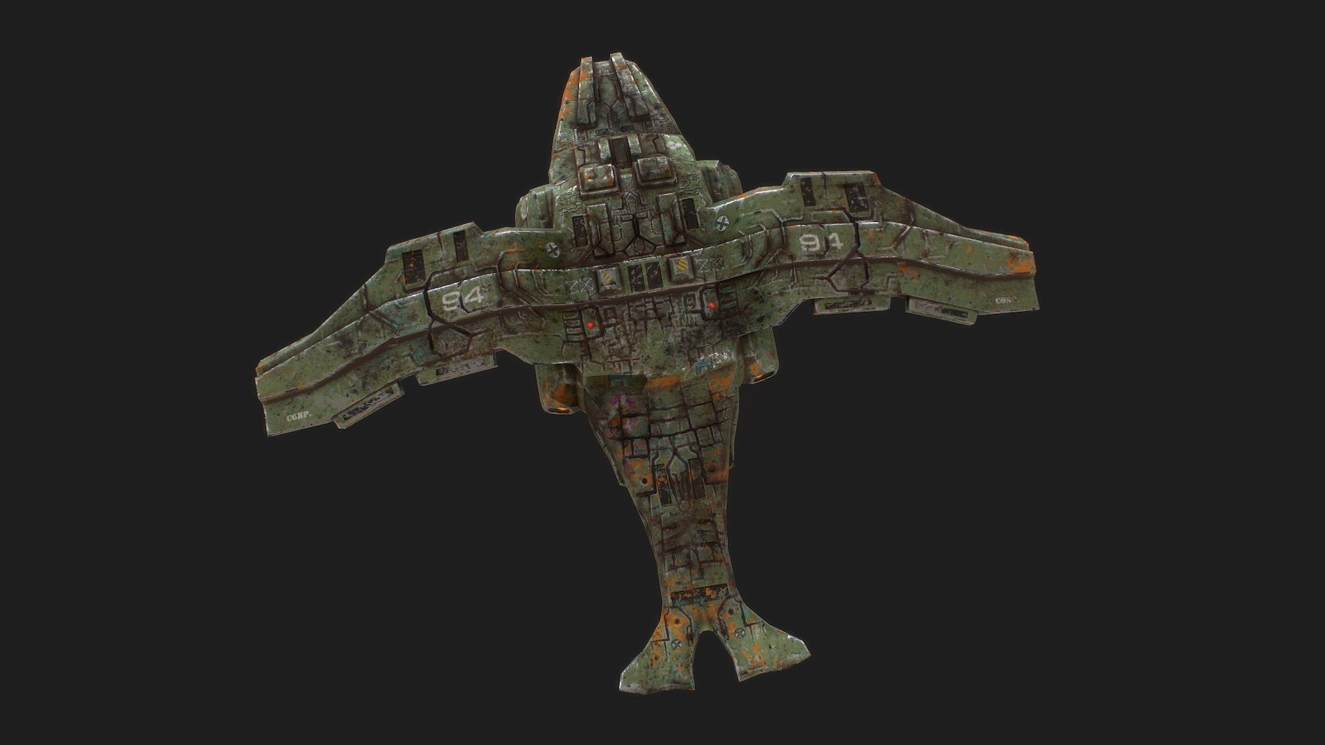 3d low poly sci fi spaceship Low-poly 3D model_6