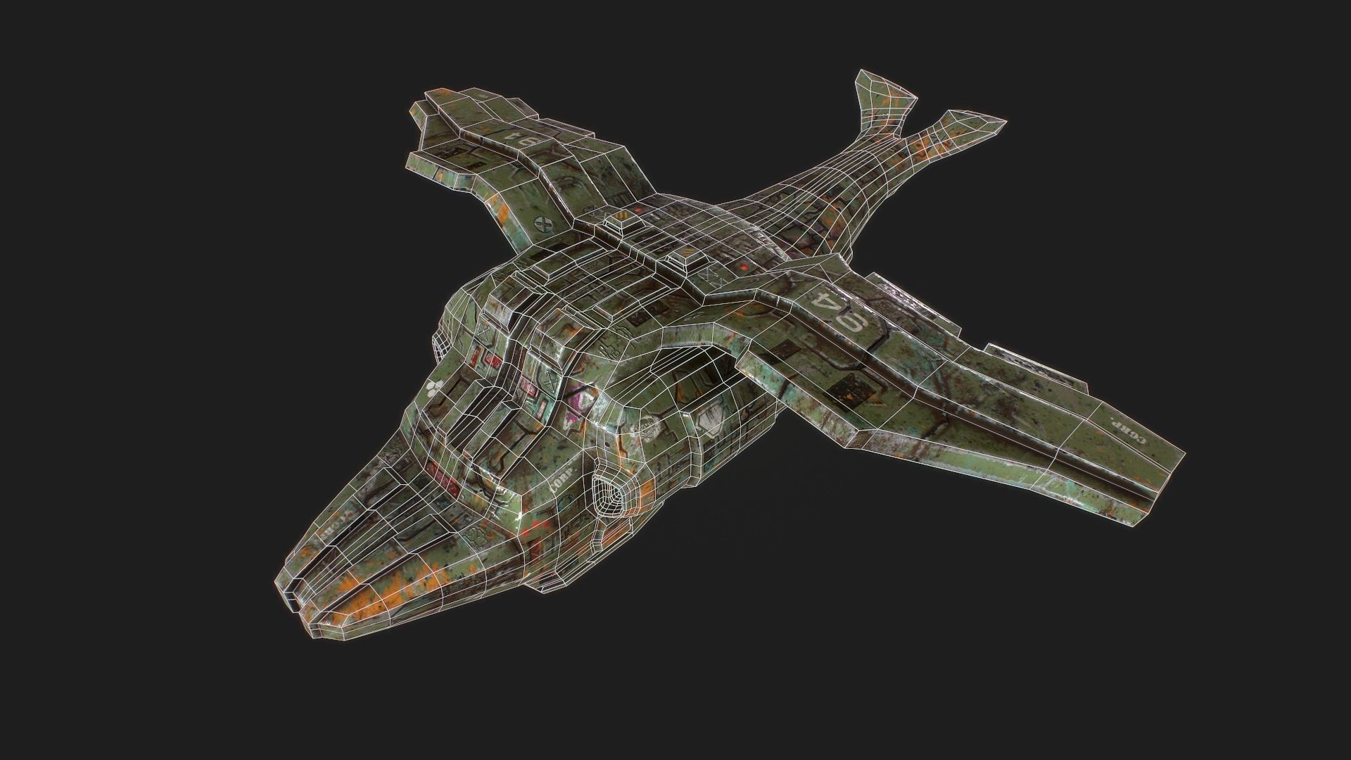 3d low poly sci fi spaceship Low-poly 3D model_2