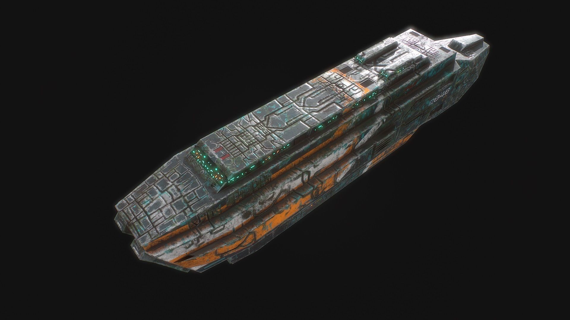 Low poly sci fi space cruiser model Low-poly 3D model_4