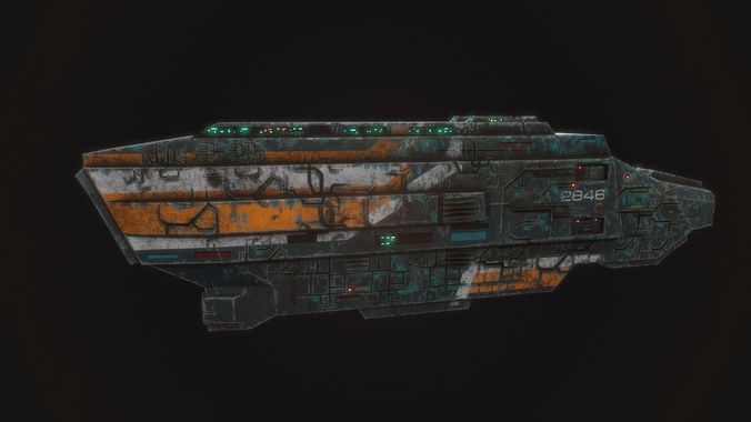 Low poly sci fi space cruiser model Low-poly 3D model