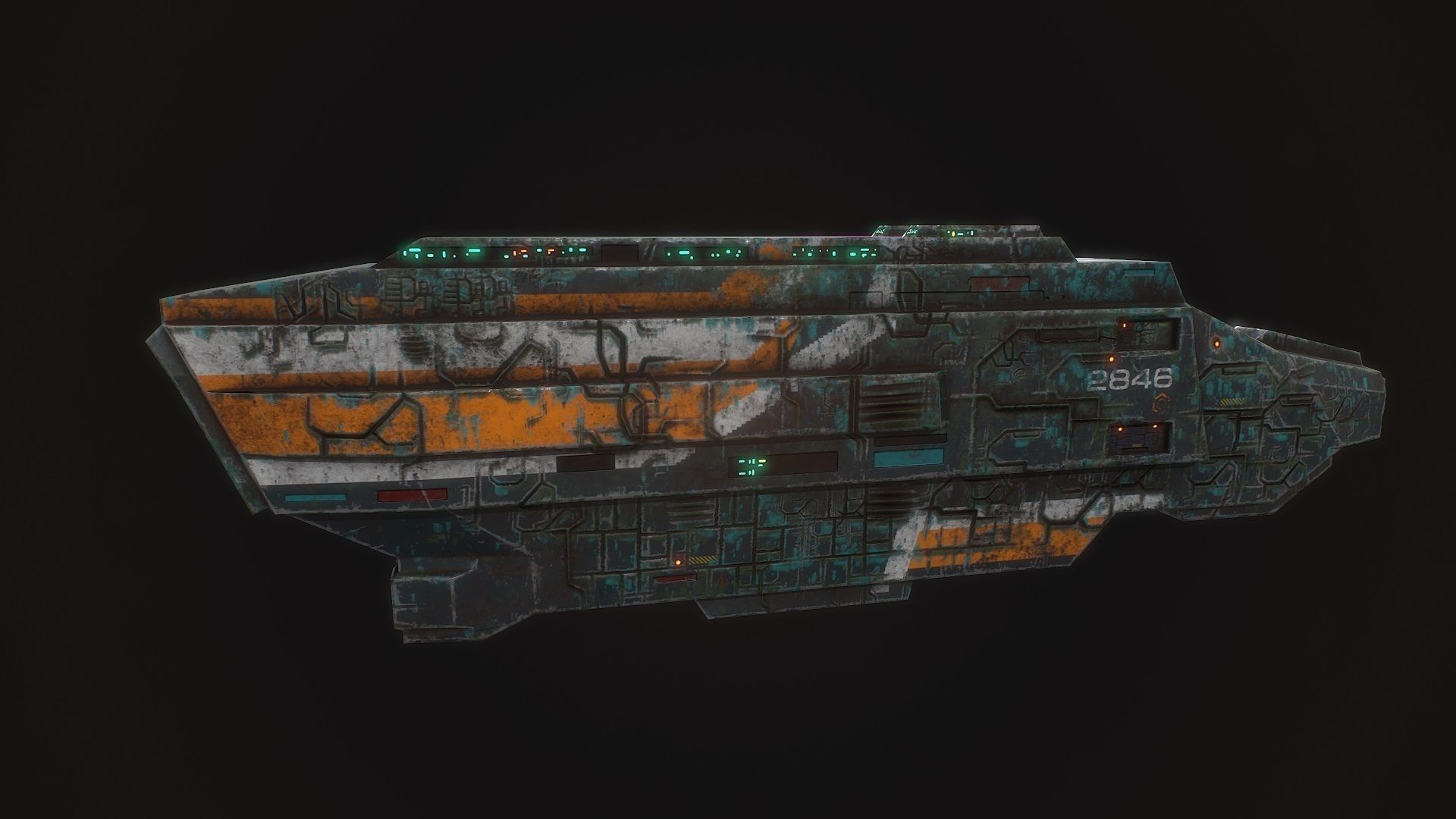 Low poly sci fi space cruiser model Low-poly 3D model_0