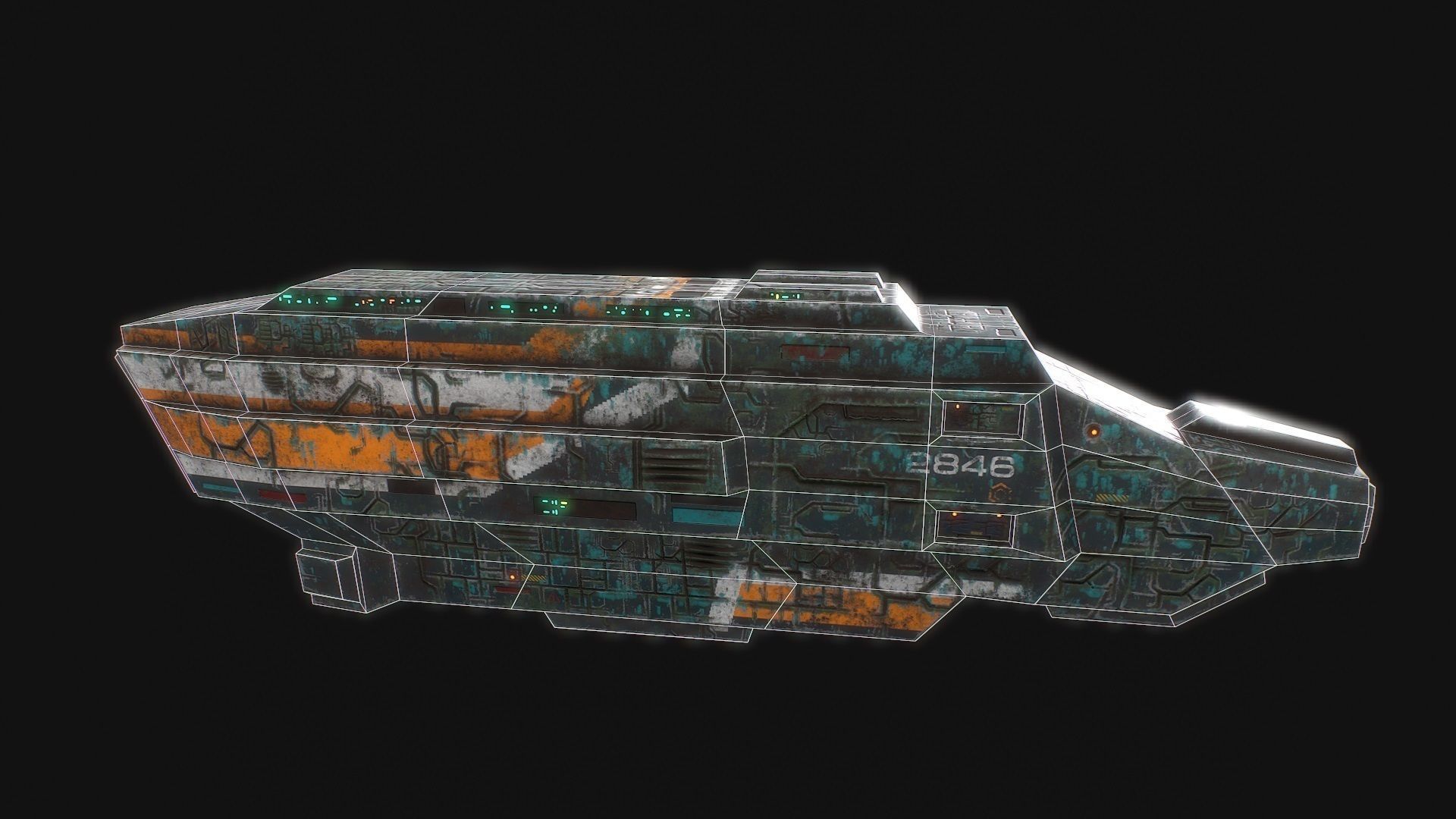 Low poly sci fi space cruiser model Low-poly 3D model_1