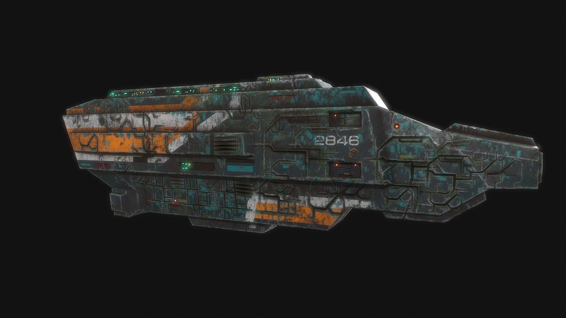 Low poly sci fi space cruiser model Low-poly 3D model_5