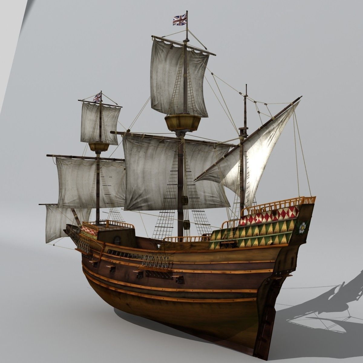 Mayflower sailing ship 3D model_3