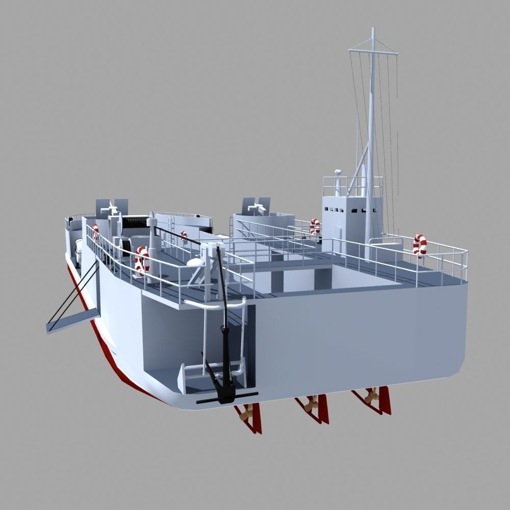 LCT Tank Landing Ship 3D model_3