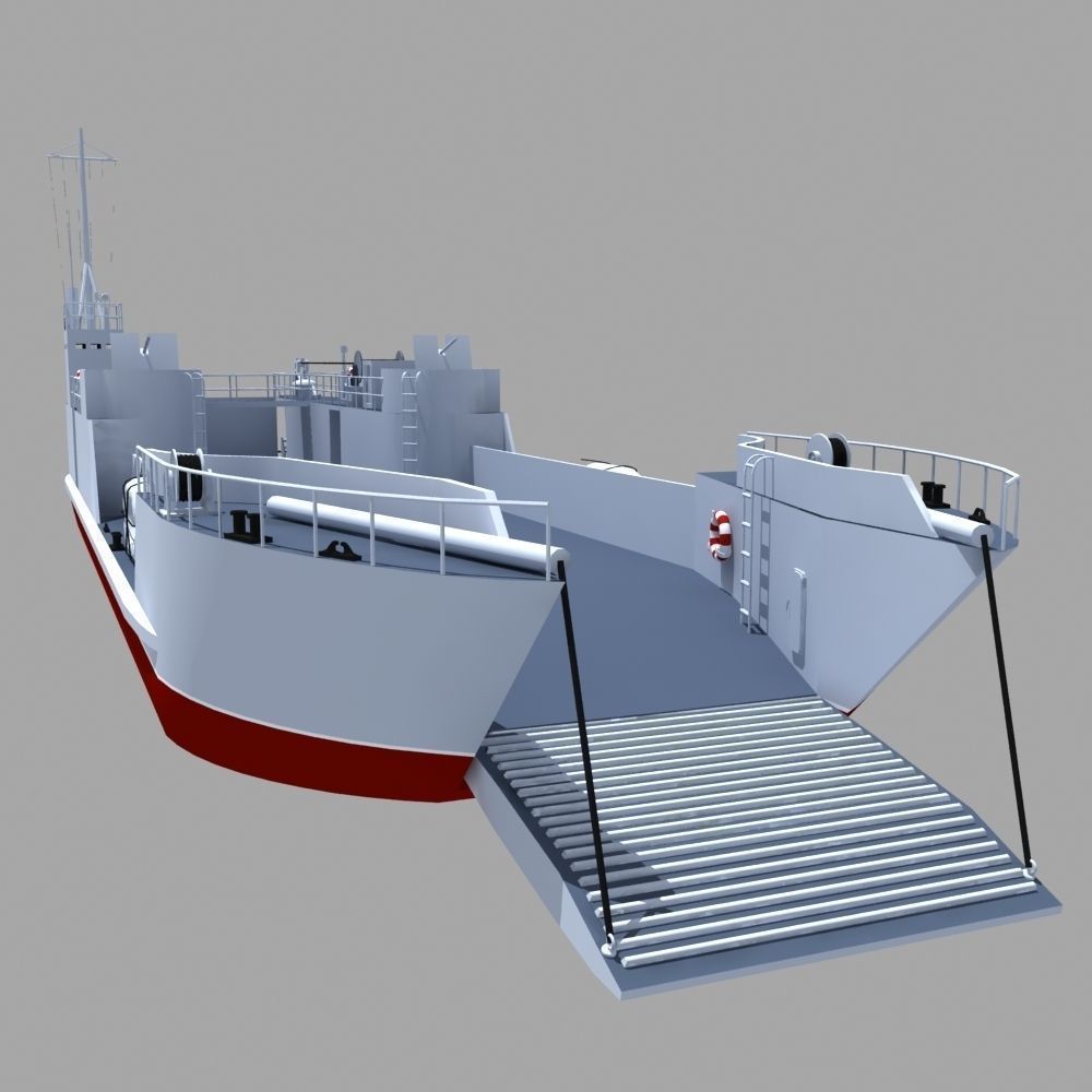 LCT Tank Landing Ship 3D model_5