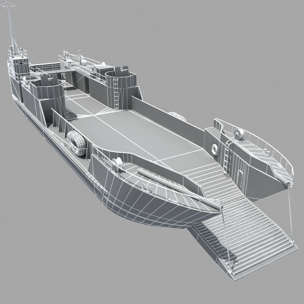 LCT Tank Landing Ship 3D model_11