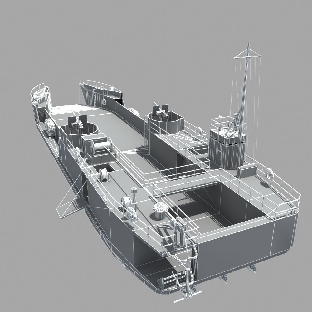 LCT Tank Landing Ship 3D model_14