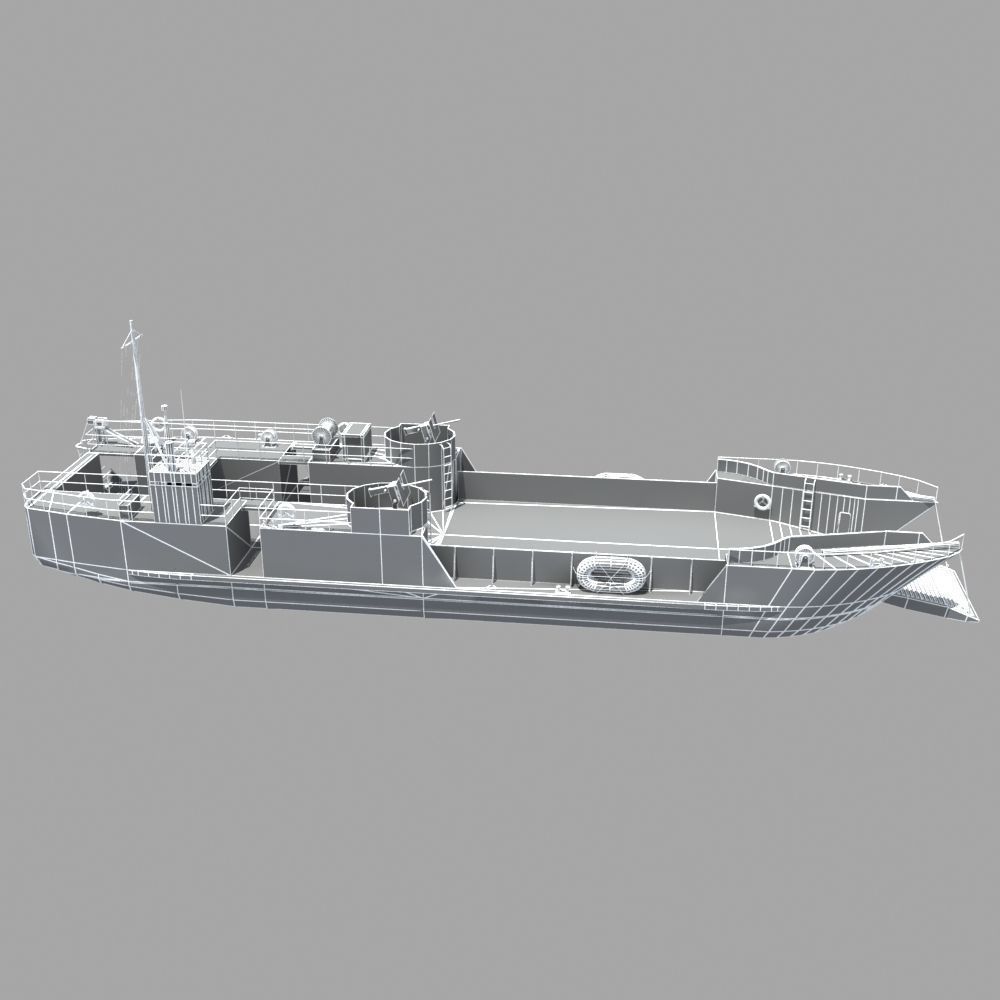 LCT Tank Landing Ship 3D model_12