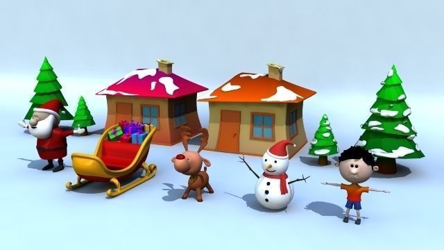 Xmas Models Pack - Rigged Low-poly 3D model