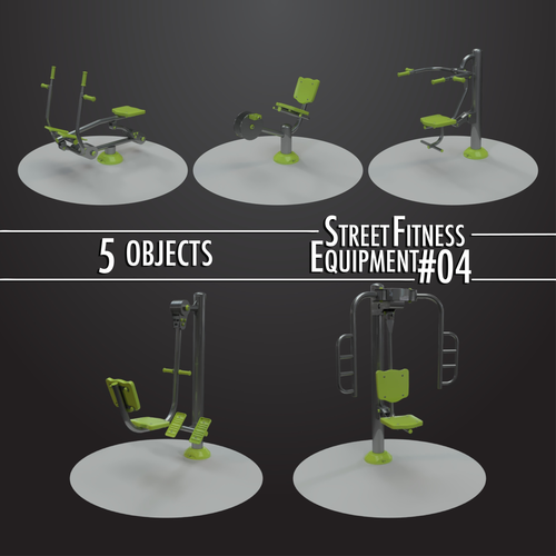 Street Fitness Equipment 5objects 04 3D model