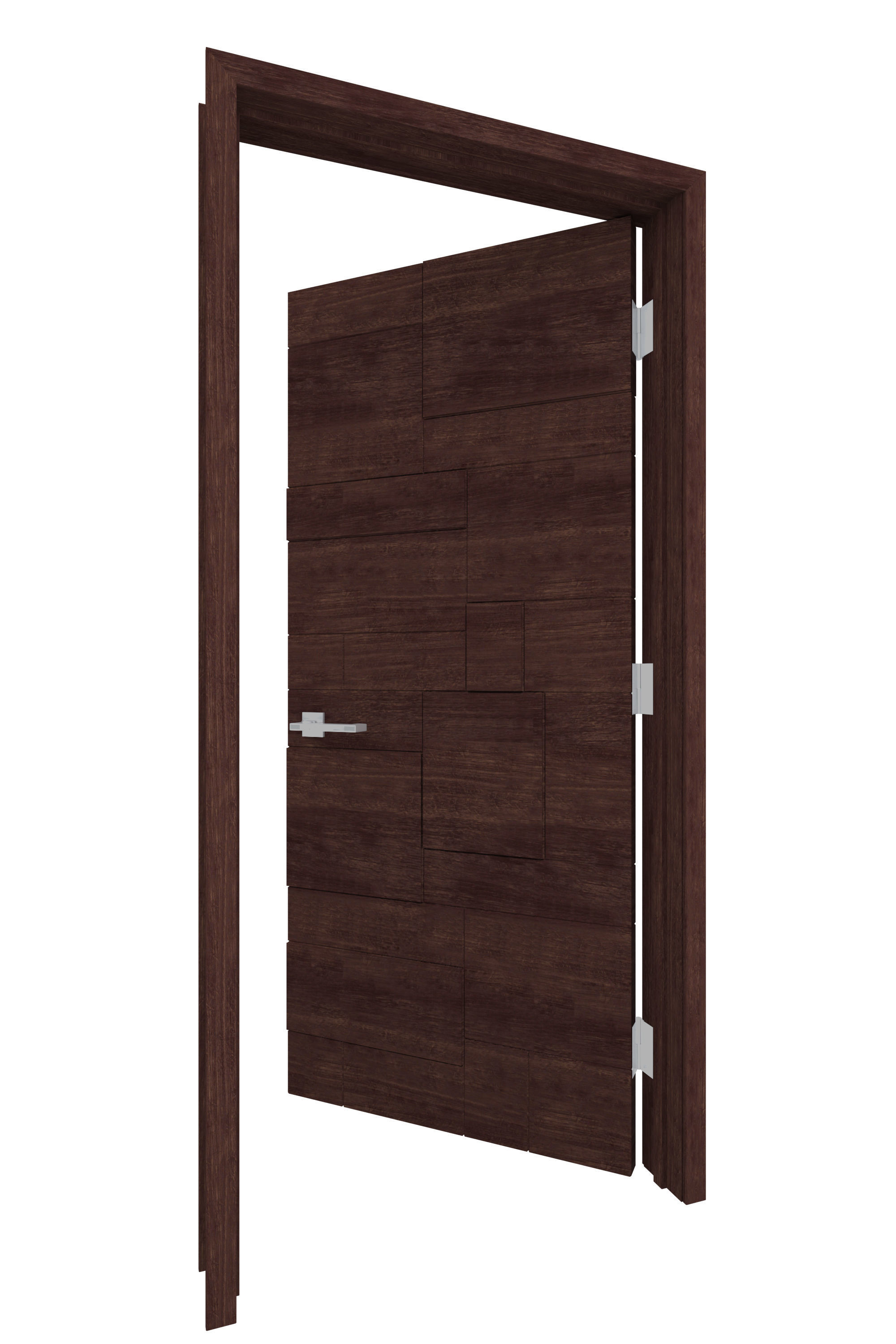 Door-015 modern wooden door 3D model_4
