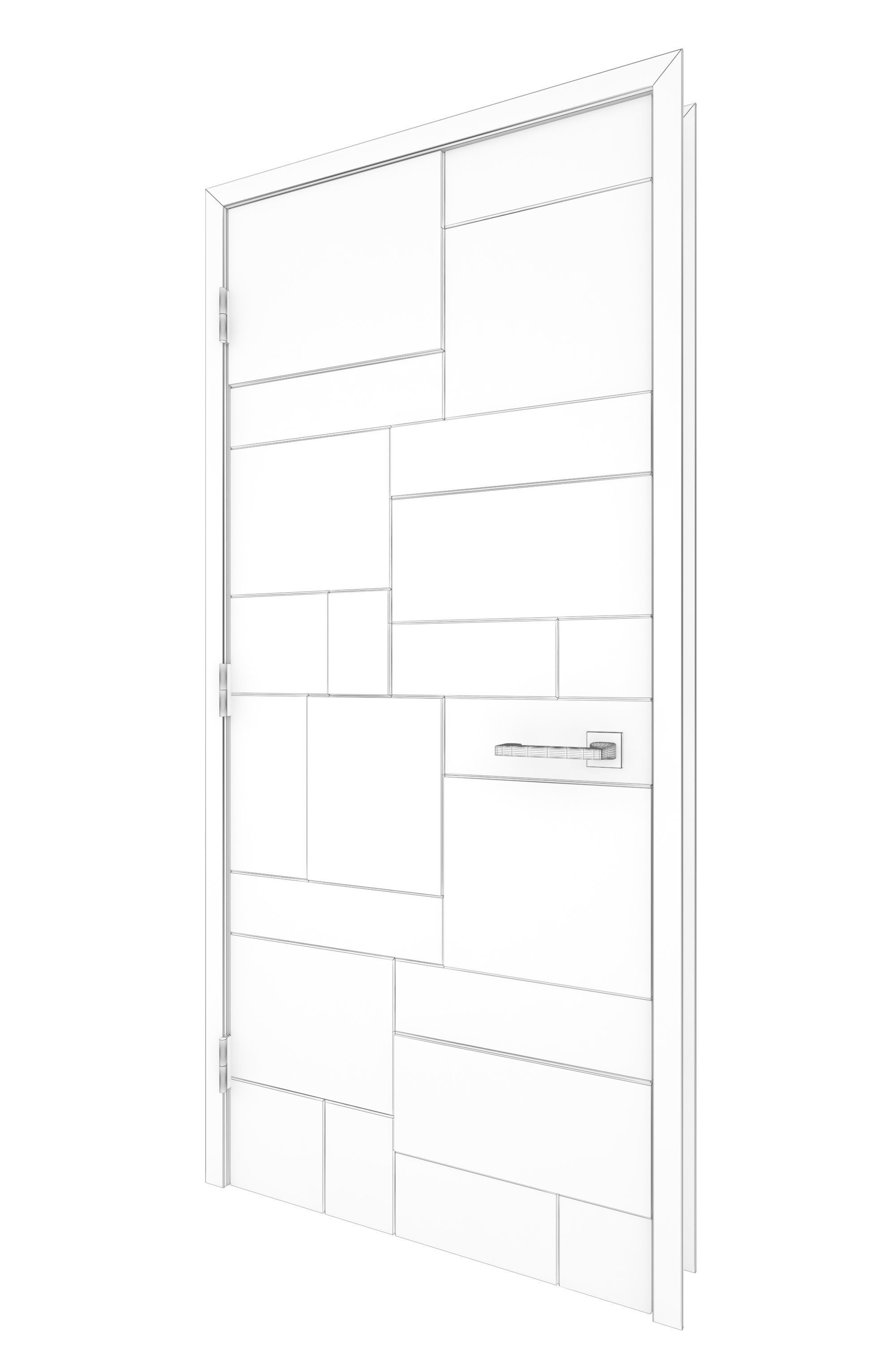 Door-015 modern wooden door 3D model_6