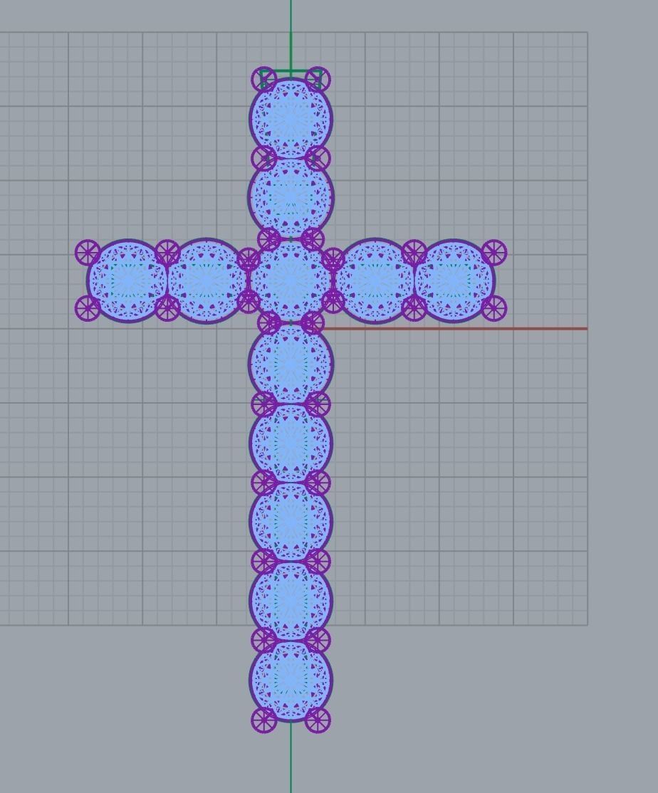Diamond Cross pendant Size large 4mm diamonds  3D print model_1