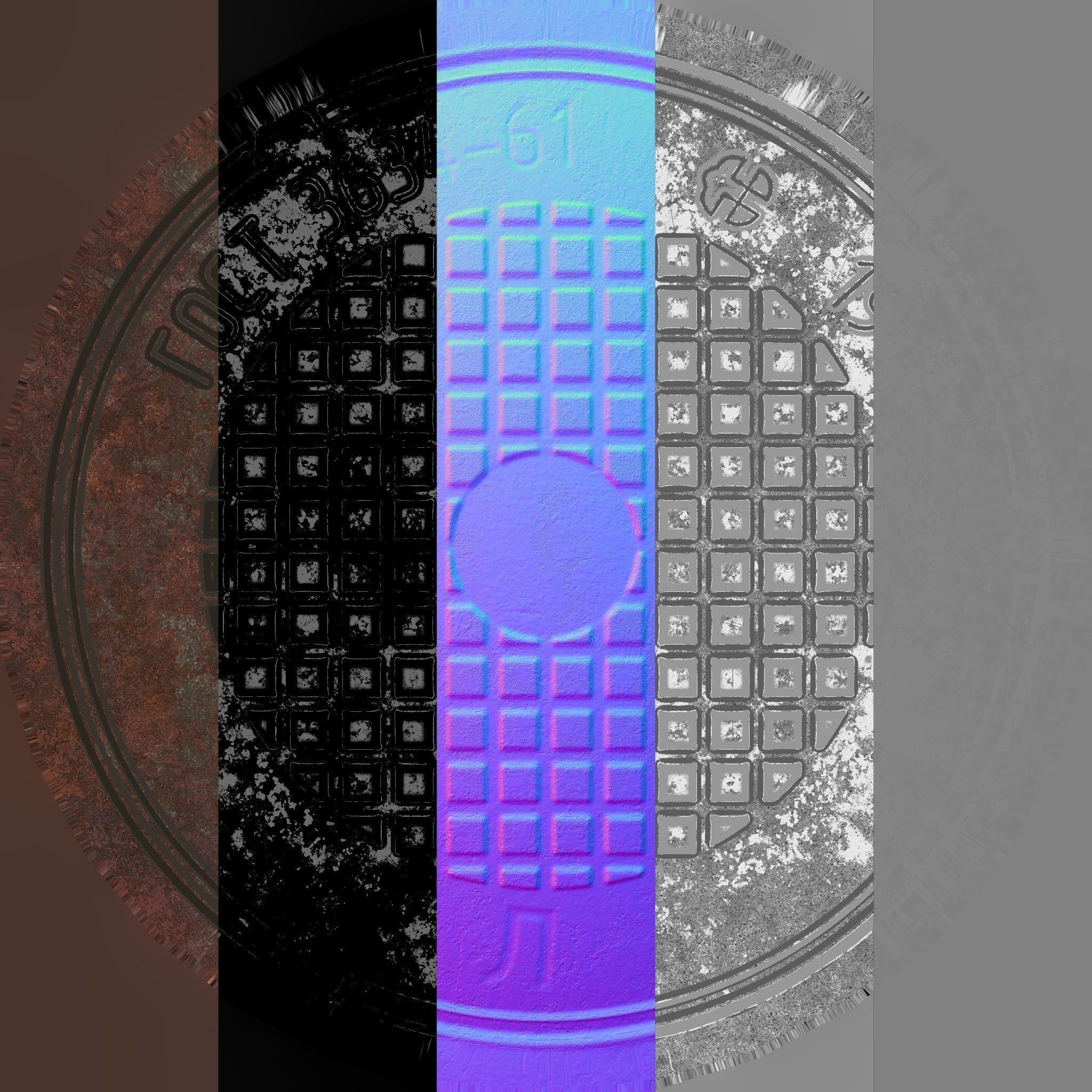 Russian sewer lid - 3 Low-poly 3D model_1