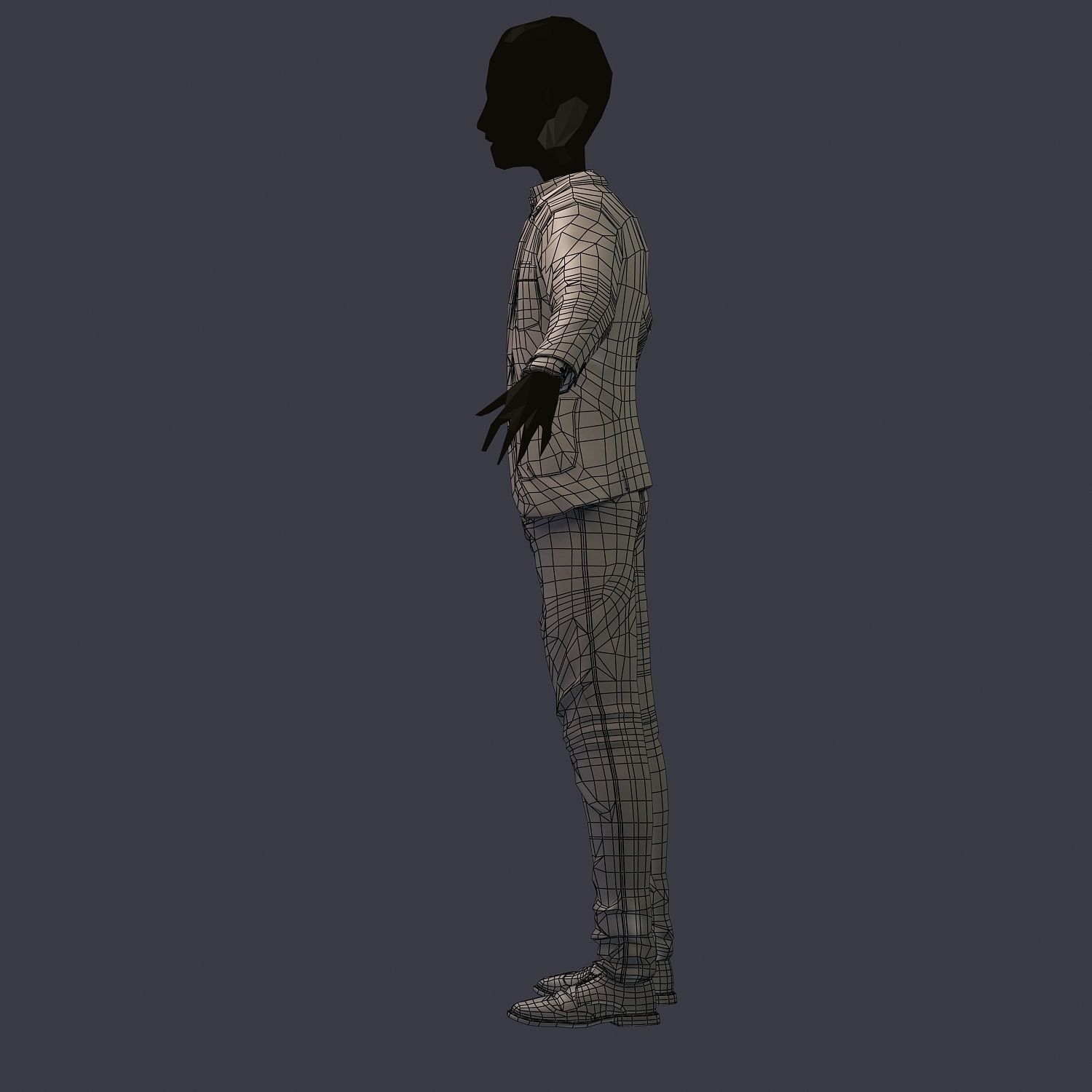 subdivision 3d model avatar male costume shirt pants shoes Low-poly 3D model_5
