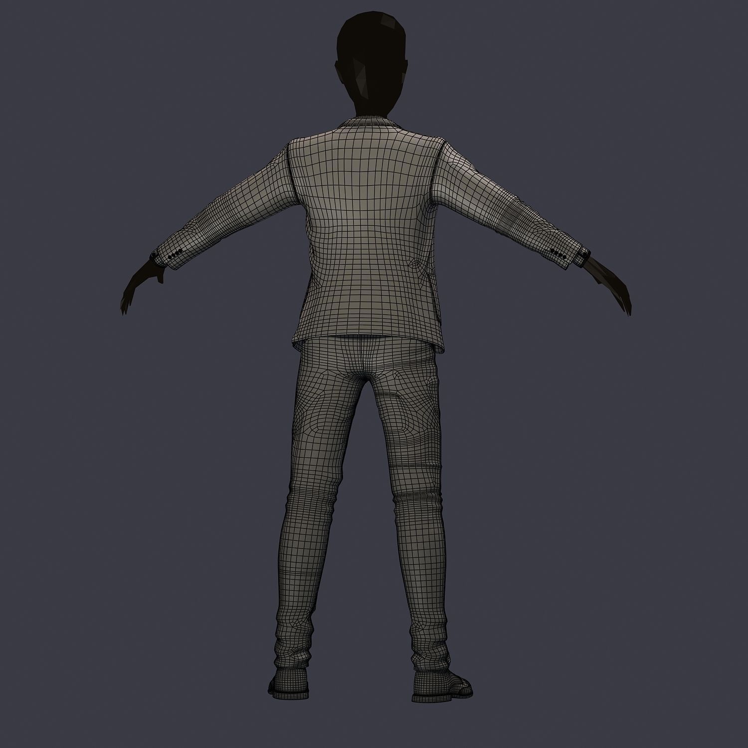 subdivision 3d model avatar male costume shirt pants shoes Low-poly 3D model_11