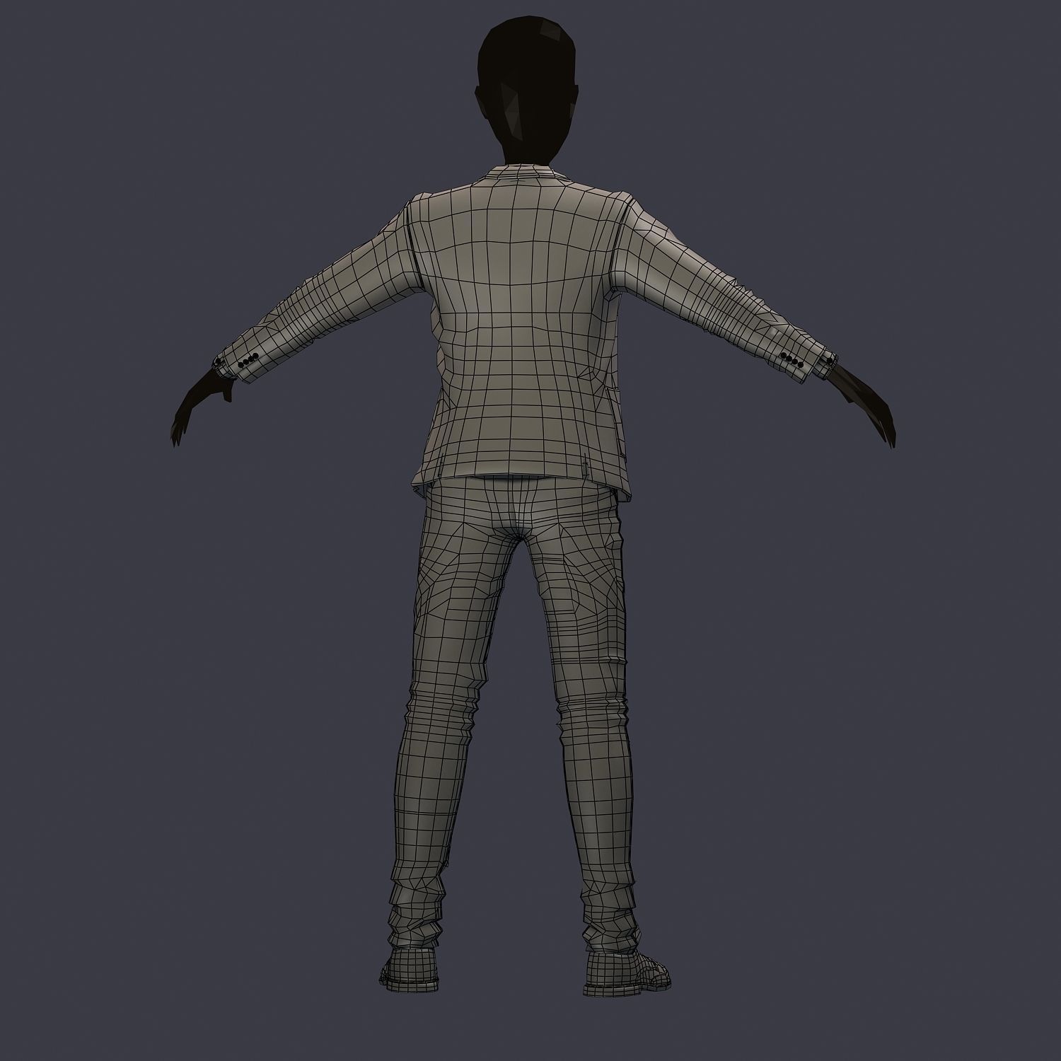 subdivision 3d model avatar male costume shirt pants shoes Low-poly 3D model_6