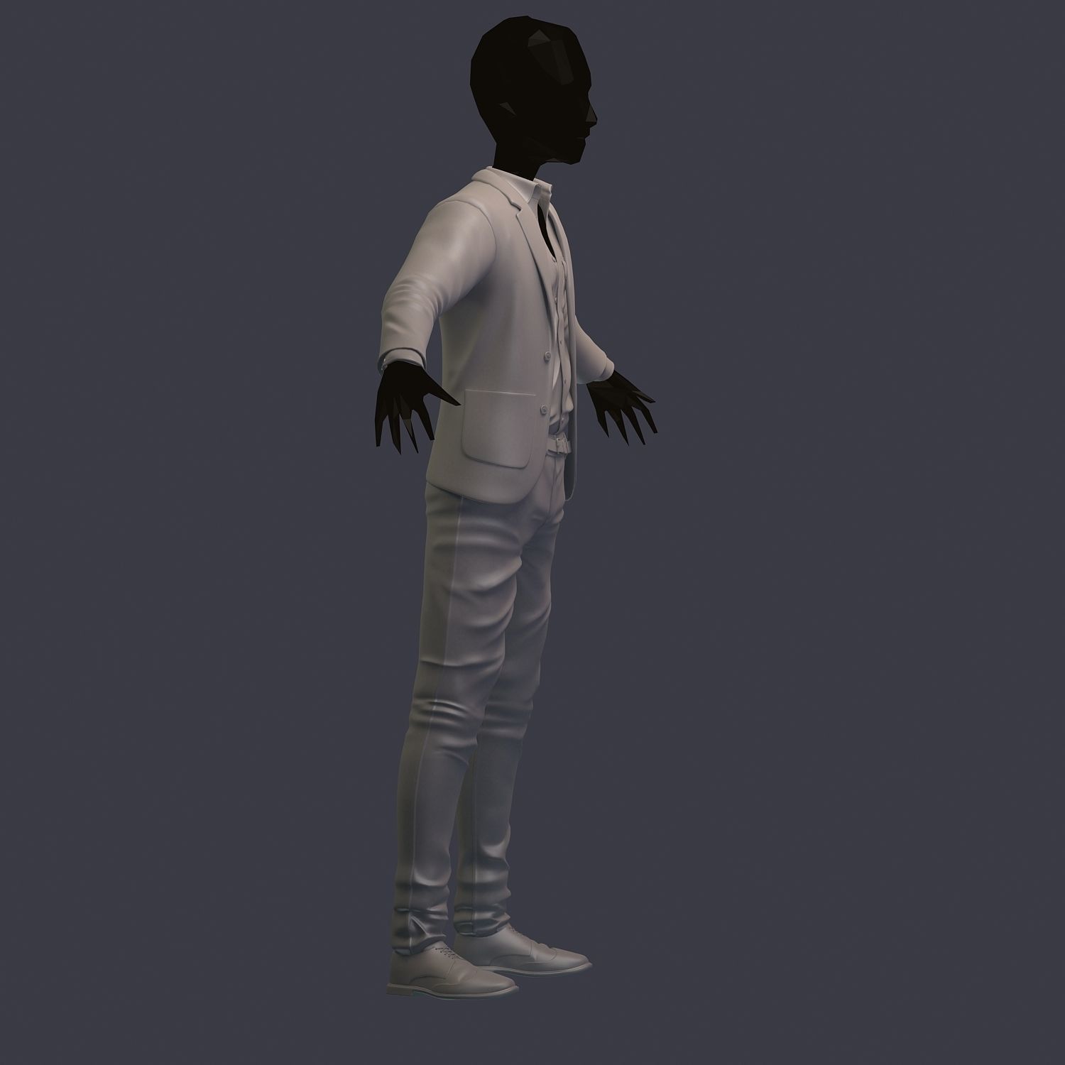 subdivision 3d model avatar male costume shirt pants shoes Low-poly 3D model_3