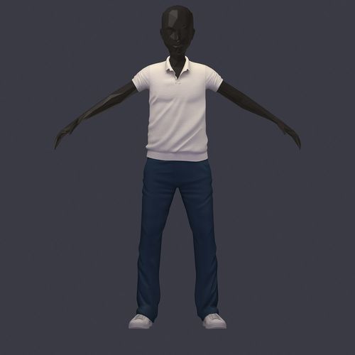 subdivision 3d model avatar casual set polo pants sneakers Low-poly 3D model