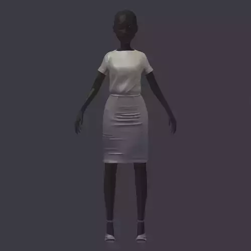 subdivision 3d model avatar base set blouse skirt heel shoes Low-poly 3D model