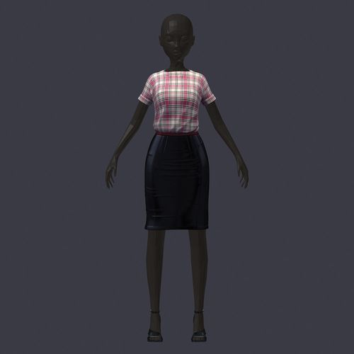 stylish avatar base set blouse cage leather skirt sandals Low-poly 3D model