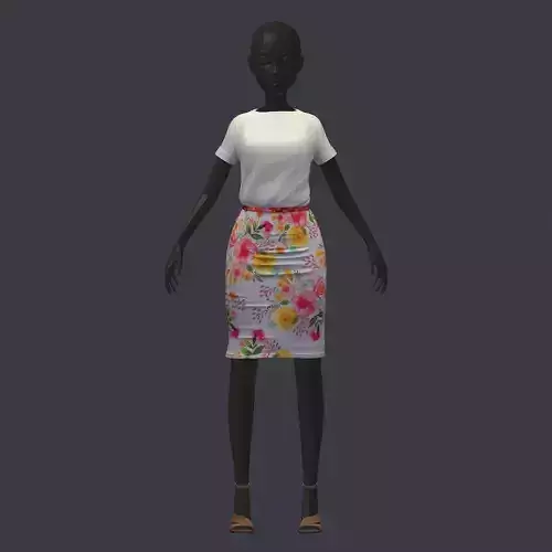 stylish avatar base set blouse skirt with flowers heel shoes