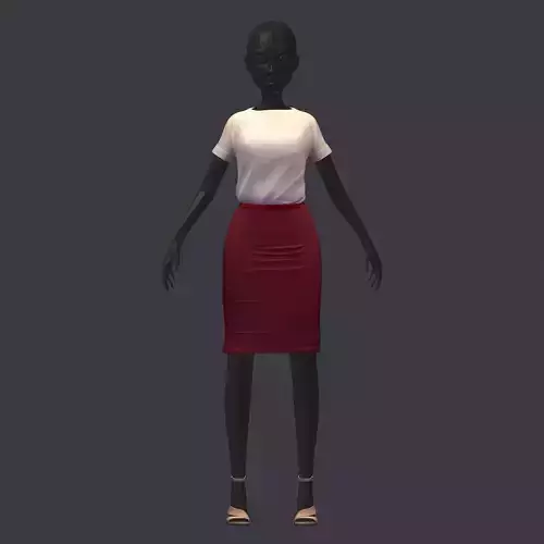 stylish avatar base set office girl blouse red skirt heel shoes