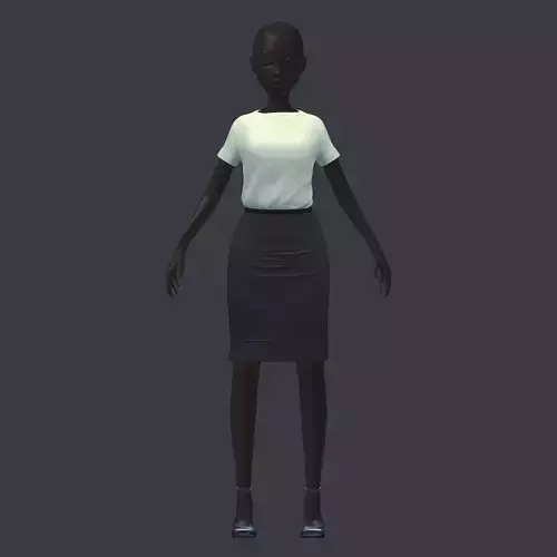 stylish avatar office girl white blouse grey skirt heel shoes