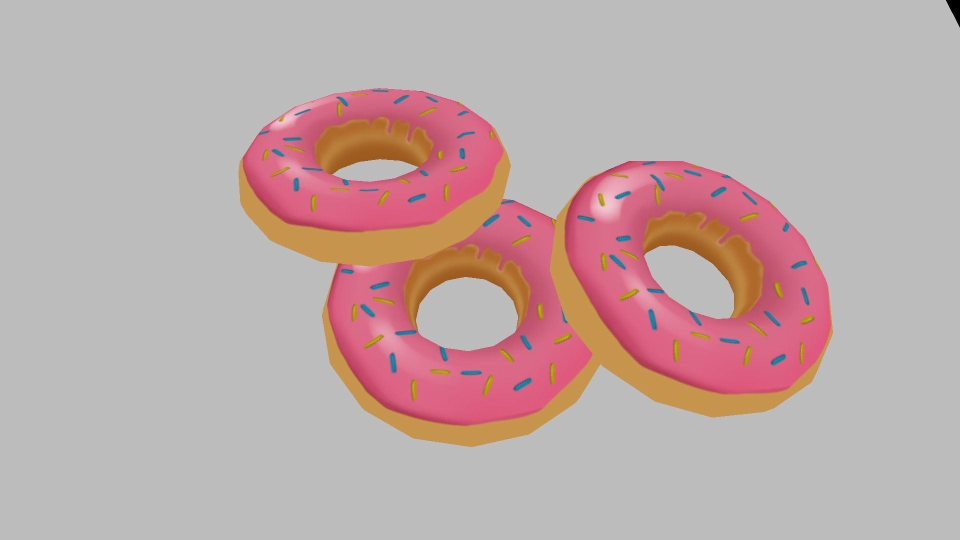 Low-Poly Hand Painted Doughnut Low-poly 3D model_2