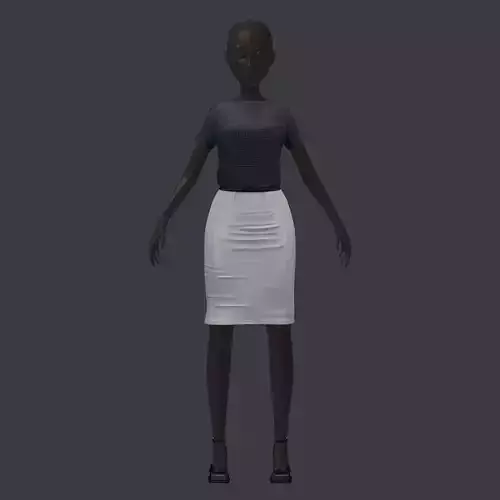 stylish savatar base office girl black blouse white shirt shoes