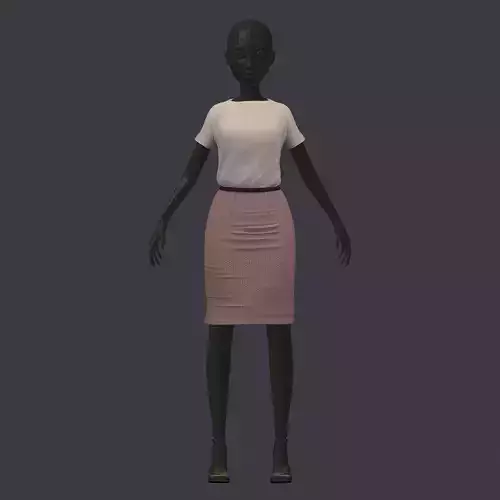 stylish avatar office turquoise beige shirt knitted hairpins Low-poly 3D model