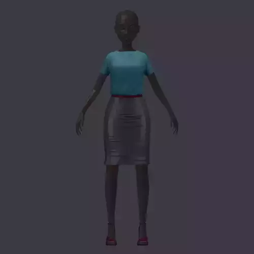 stylish avatar office girl turquoise blouse gray shirt hairpins