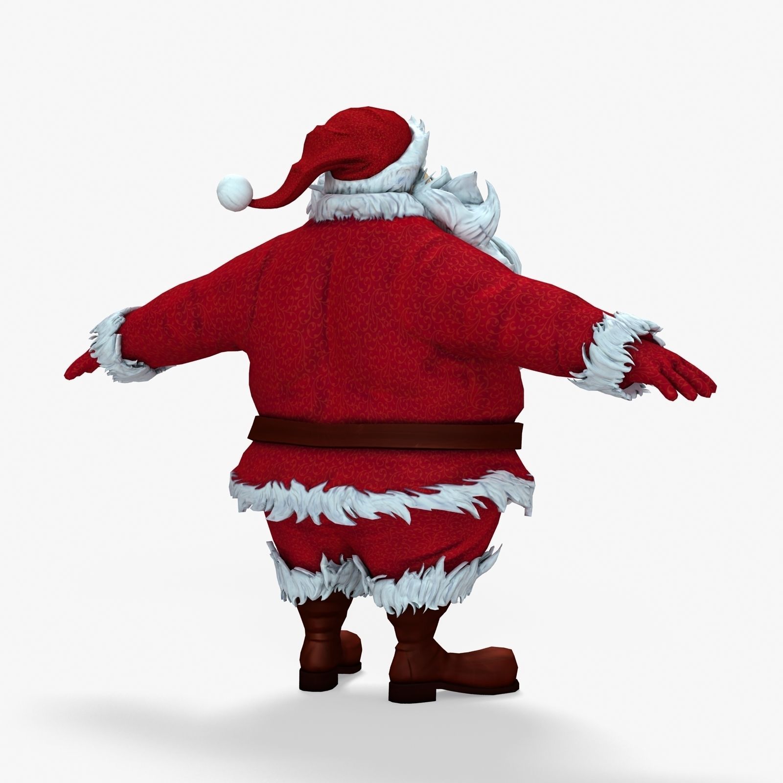 New cool Santa Claus with a big beautiful beard ready for your Low-poly 3D model_3