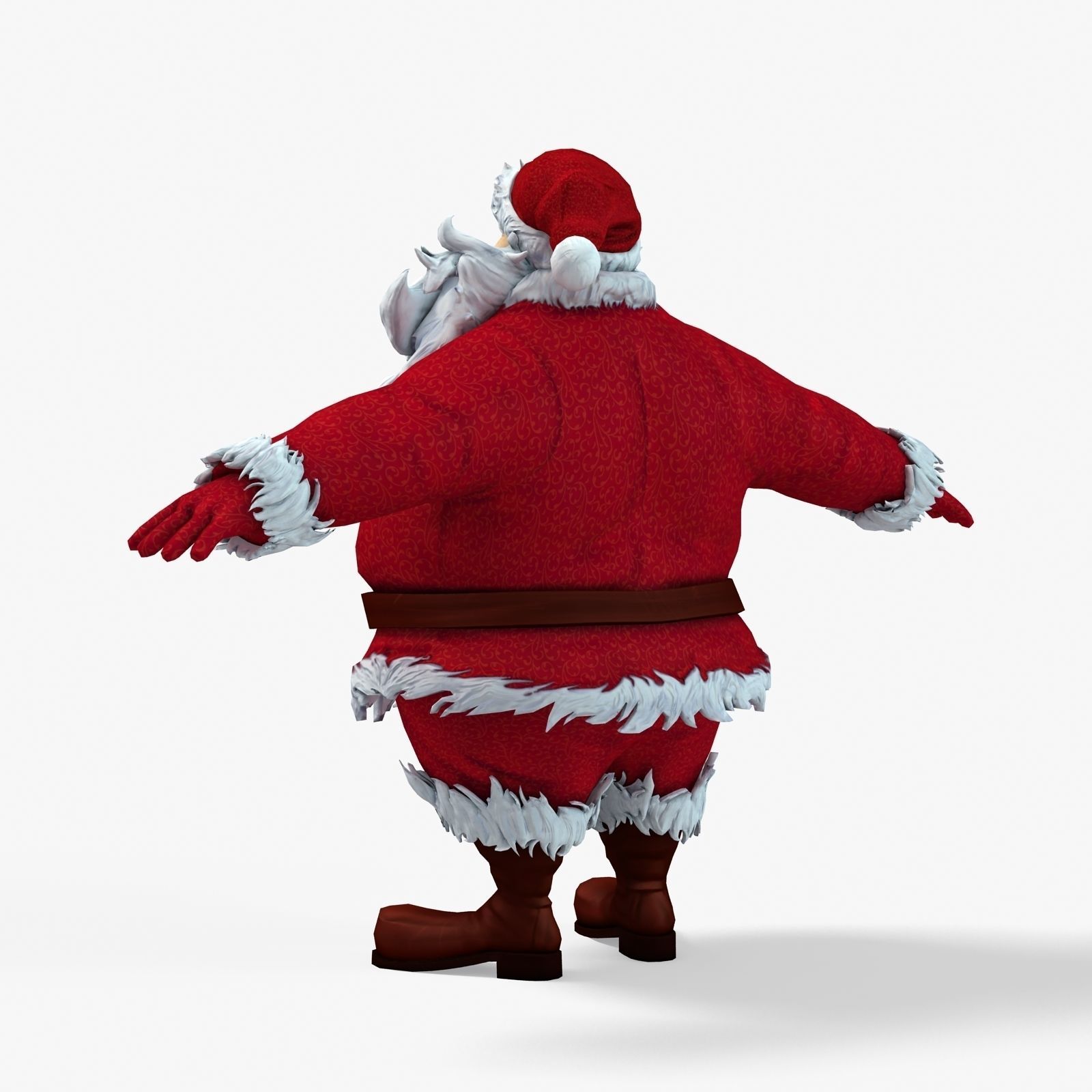 New cool Santa Claus with a big beautiful beard ready for your Low-poly 3D model_4