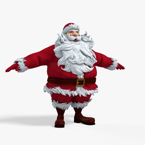 New cool Santa Claus with a big beautiful beard ready for your Low-poly 3D model