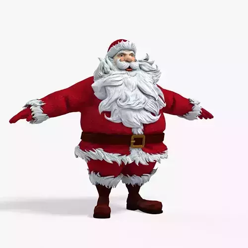 New cool Santa Claus with a big beautiful beard ready for your Low-poly 3D model